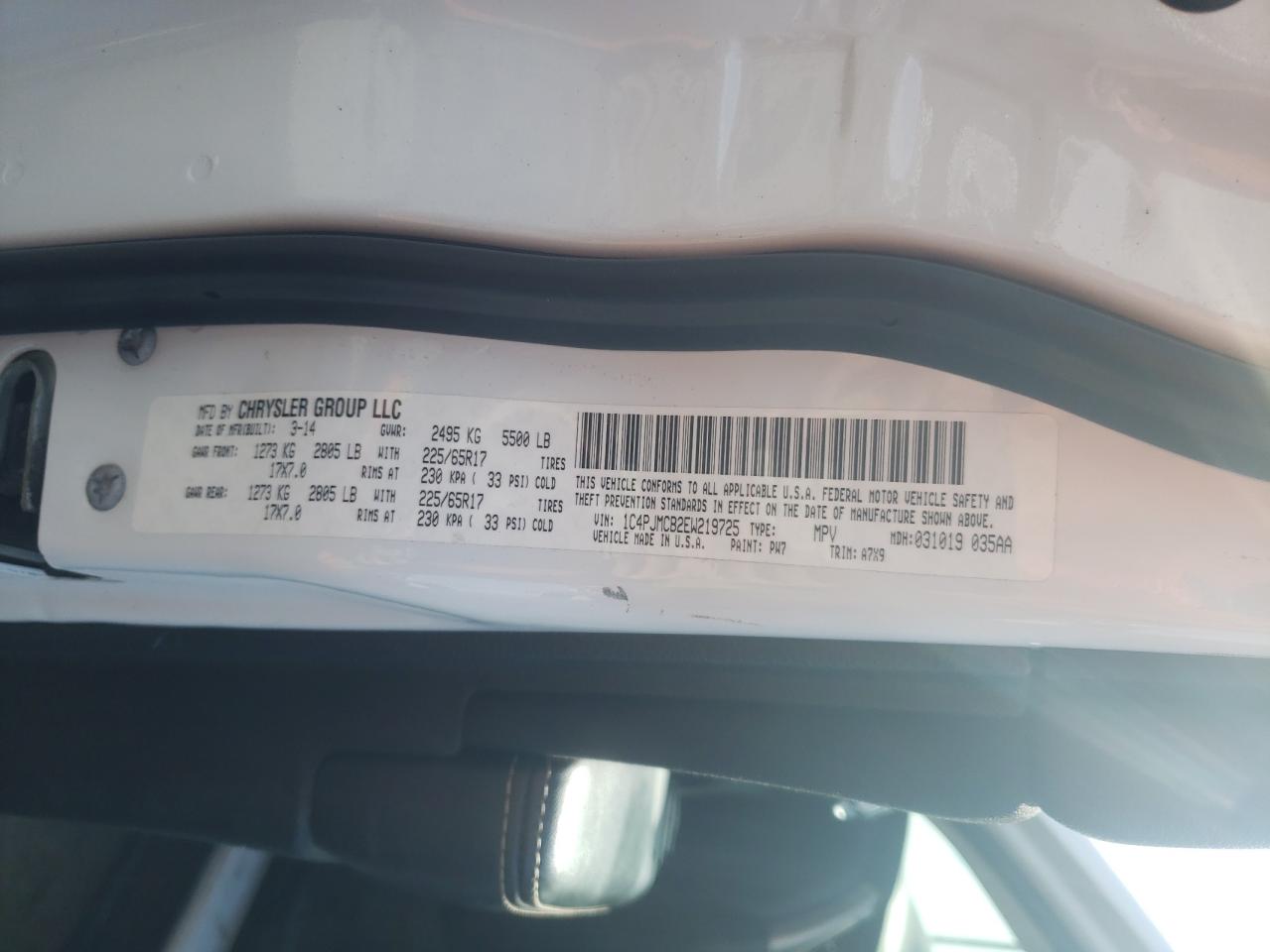 Photo 10 from auction – 2014 JEEP CHEROKEE L with VIN 1C4PJMCB2EW219725