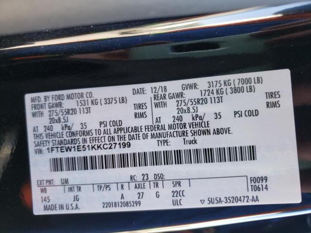 Photo 10 from auction – 2019 FORD F150 SUPER with VIN 1FTEW1E51KKC27199