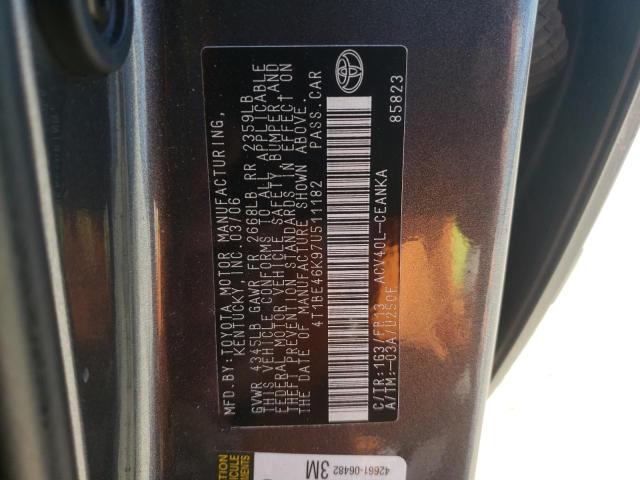 Photo 10 from auction – 2007 TOYOTA CAMRY CE with VIN 4T1BE46K97U511182