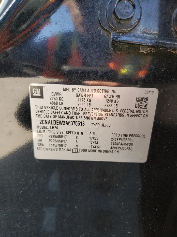 Photo 10 from auction – 2010 CHEVROLET EQUINOX LT with VIN 2CNALDEW3A6375613