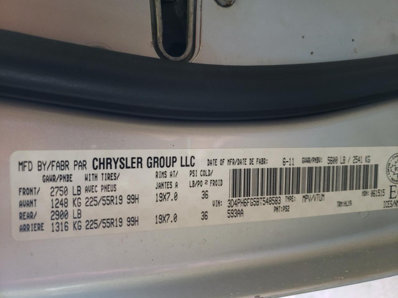 Photo 10 from auction – 2011 DODGE JOURNEY R/ with VIN 3D4PH6FG5BT548583
