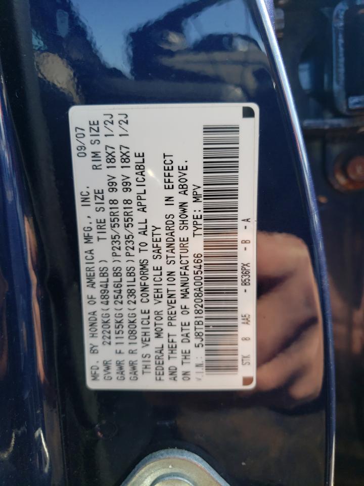 Photo 10 from auction – 2008 ACURA RDX with VIN 5J8TB18208A005466