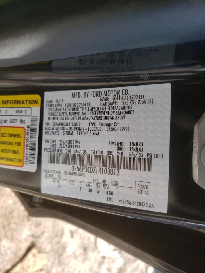 Photo 10 from auction – 2020 FORD FUSION SEL with VIN 3FA6P0CDXLR108012