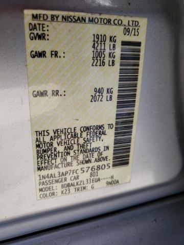Photo 10 from auction – 2015 NISSAN ALTIMA 2.5 with VIN 1N4AL3AP7FC576805