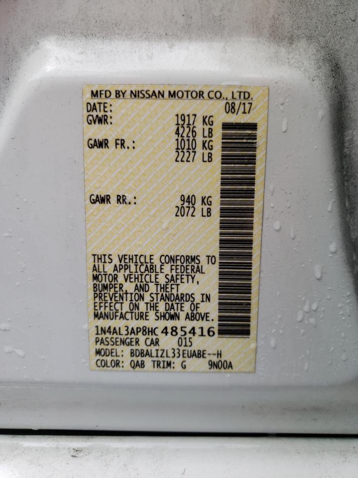 Photo 10 from auction – 2017 NISSAN ALTIMA 2.5 with VIN 1N4AL3AP8HC485416
