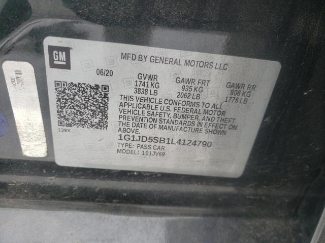 Photo 10 from auction – 2020 CHEVROLET SONIC LT with VIN 1G1JD5SB1L4124790