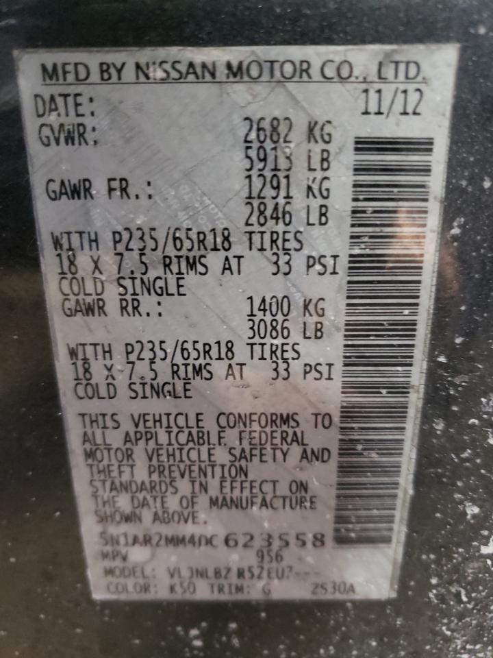 Photo 10 from auction – 2013 NISSAN PATHFINDER with VIN 5N1AR2MM4DC623558