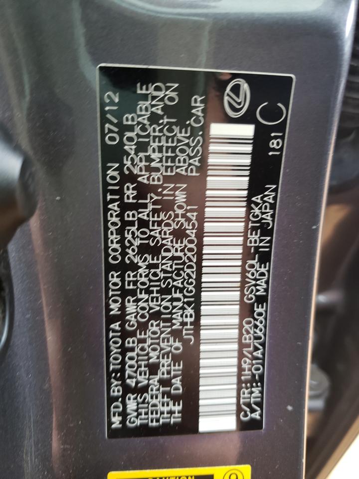 Photo 10 from auction – 2013 LEXUS ES 350 with VIN JTHBK1GG2D2004541
