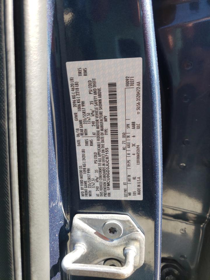Photo 10 from auction – 2018 FORD ESCAPE SE with VIN 1FMCU0GD3JUC87155