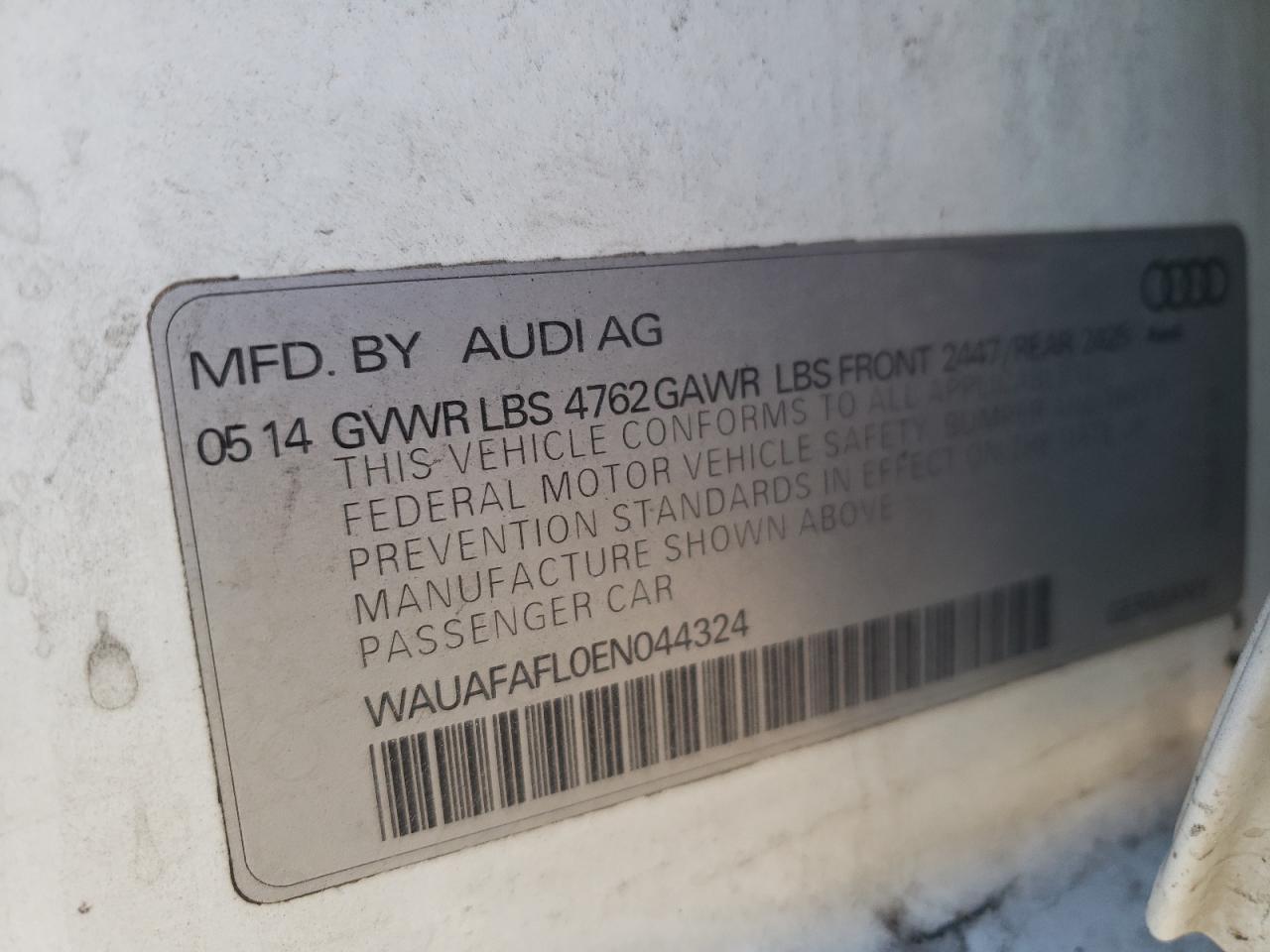 Photo 10 from auction – 2014 AUDI A4 PREMIUM with VIN WAUAFAFL0EN044324