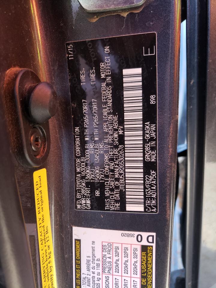 Photo 10 from auction – 2016 TOYOTA 4RUNNER SR with VIN JTEBU5JR2G5302678