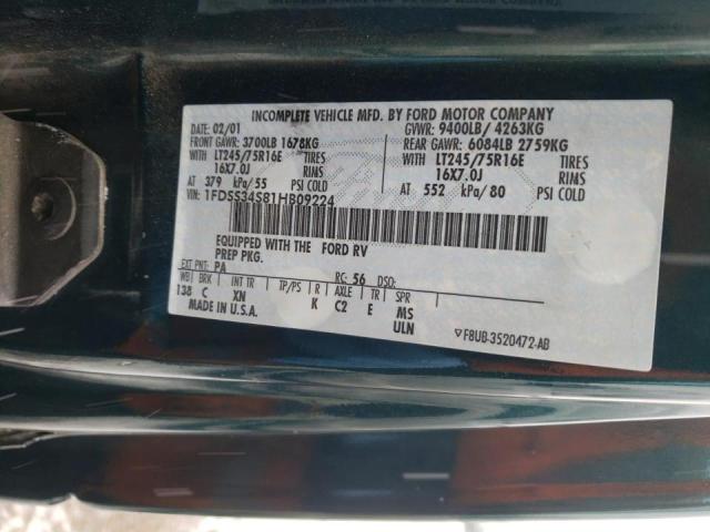 Photo 10 from auction – 2001 FORD ECONOLINE with VIN 1FDSS34S81HB09224