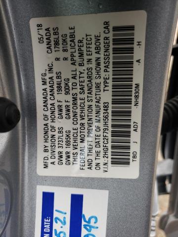 Photo 10 from auction – 2018 HONDA CIVIC EX with VIN 2HGFC2F79JH563483