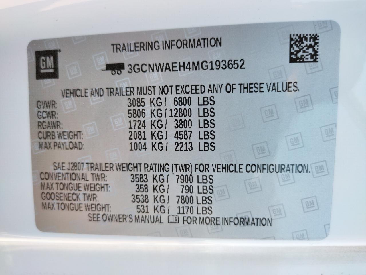 Photo 10 from auction – 2021 CHEVROLET SILVERADO with VIN 3GCNWAEH4MG193652