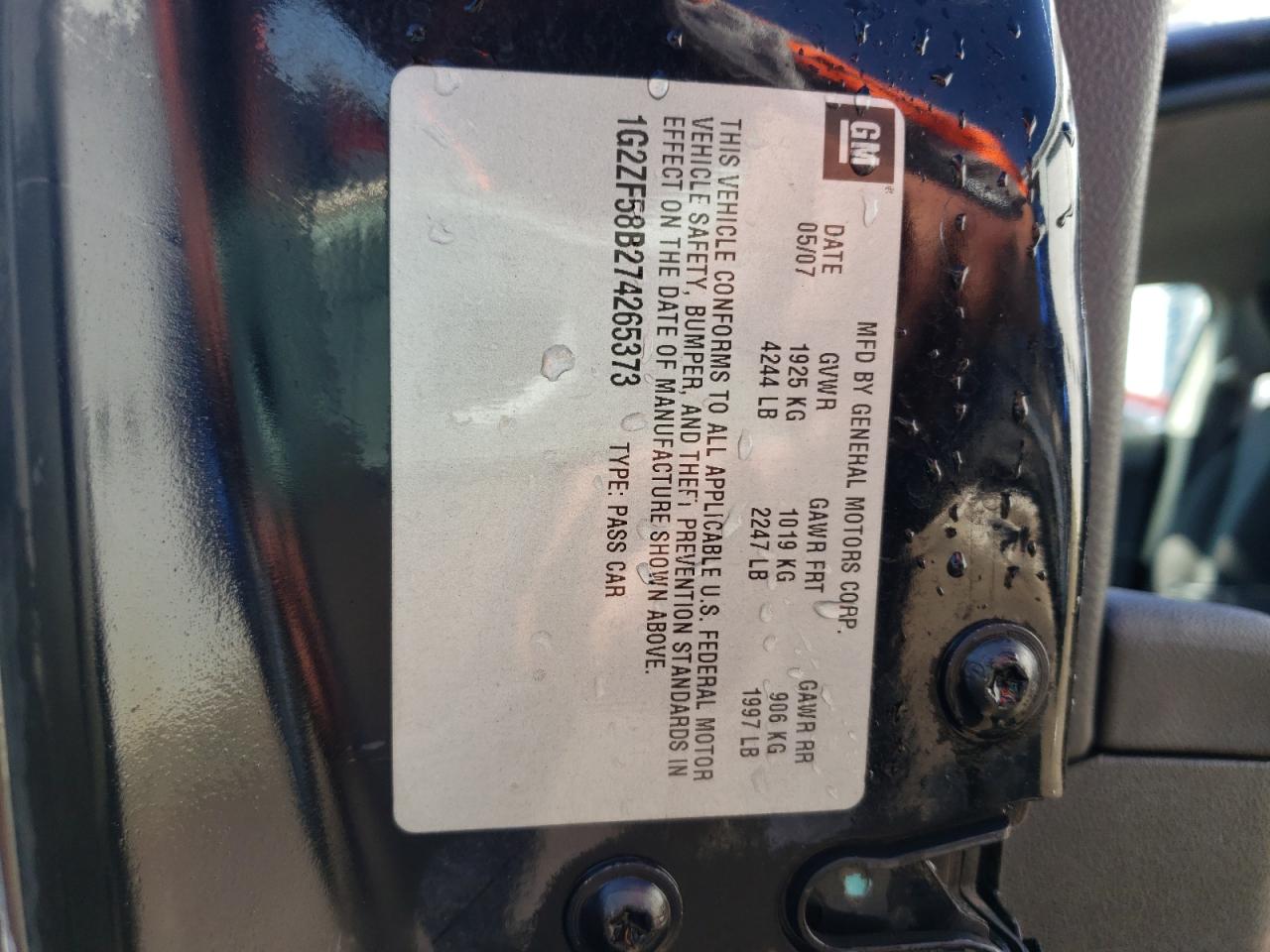 Photo 10 from auction – 2007 PONTIAC G6 VALUE L with VIN 1G2ZF58B274265373