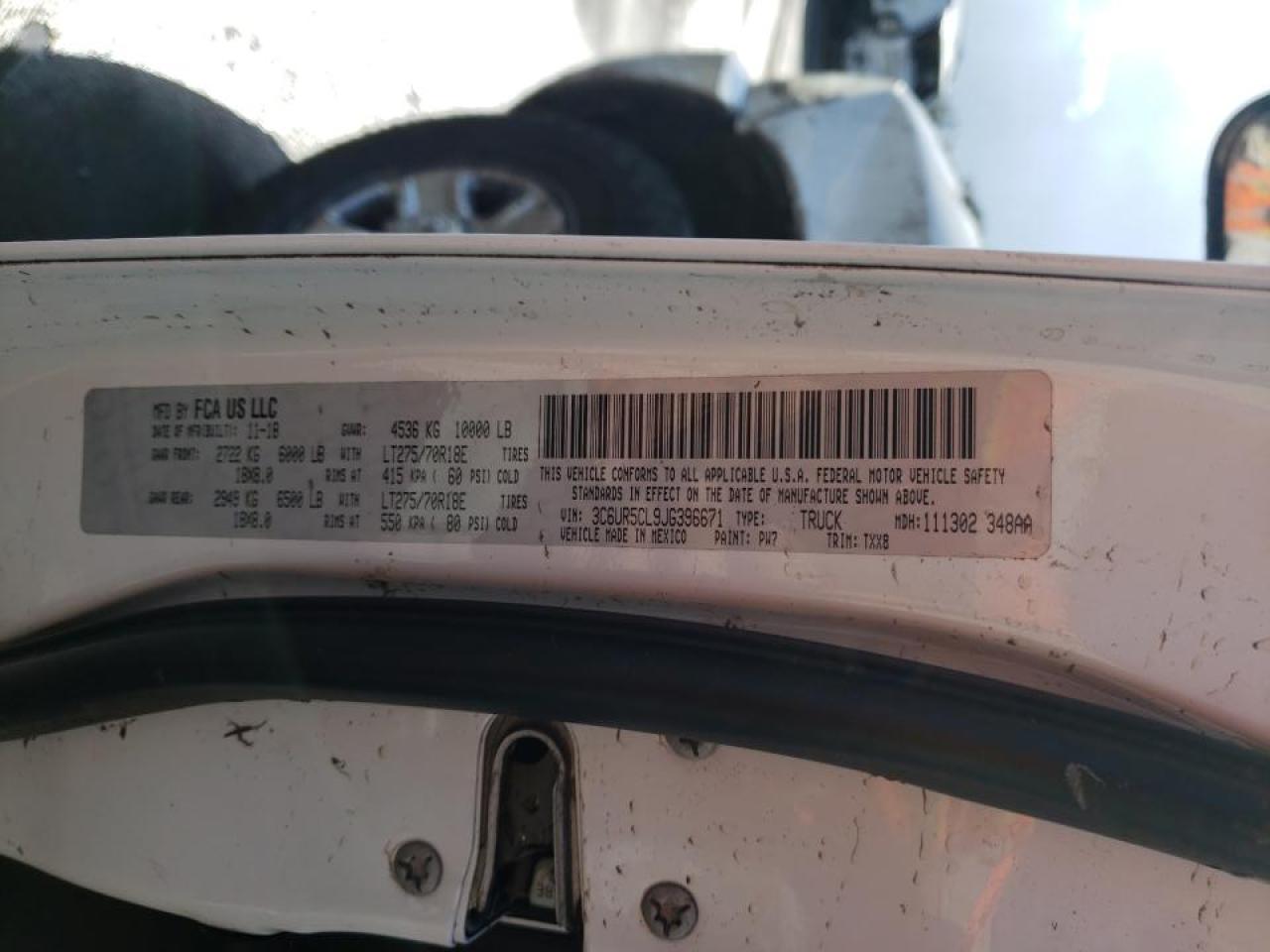 Photo 10 from auction – 2018 RAM 2500 ST with VIN 3C6UR5CL9JG396671
