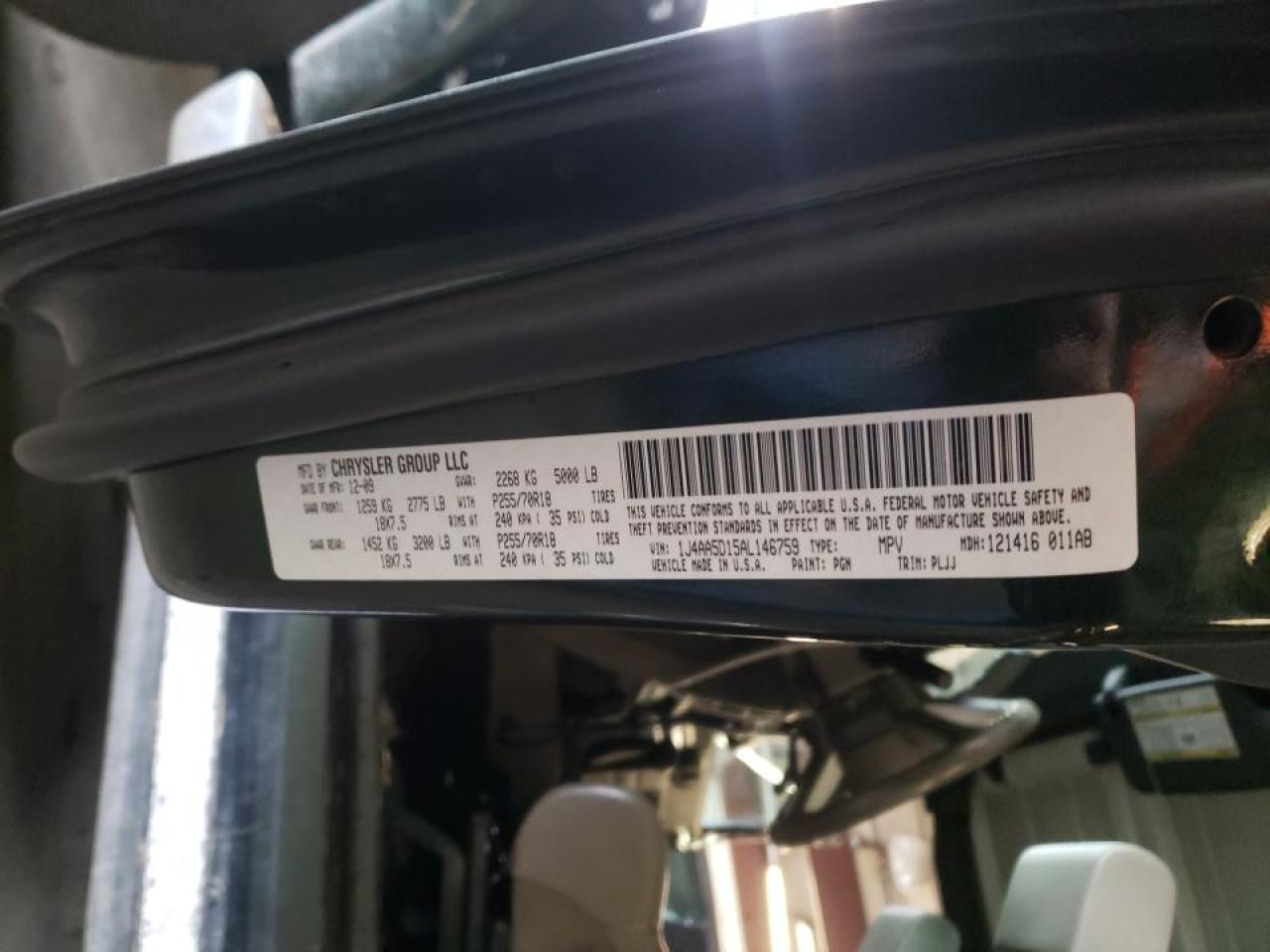 Photo 10 from auction – 2010 JEEP WRANGLER S with VIN 1J4AA5D15AL146759