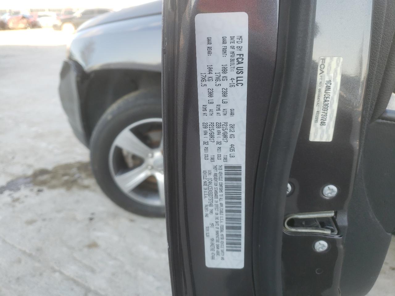 Photo 10 from auction – 2016 JEEP COMPASS LA with VIN 1C4NJCEA3GD737248