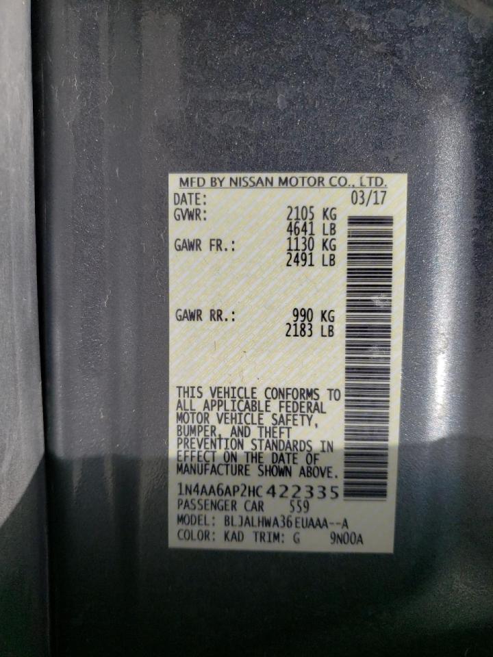 Photo 10 from auction – 2017 NISSAN MAXIMA 3.5 with VIN 1N4AA6AP2HC422335