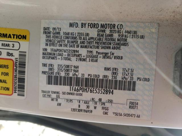 Photo 10 from auction – 2014 FORD FUSION with VIN 1FA6P0H76E5352894
