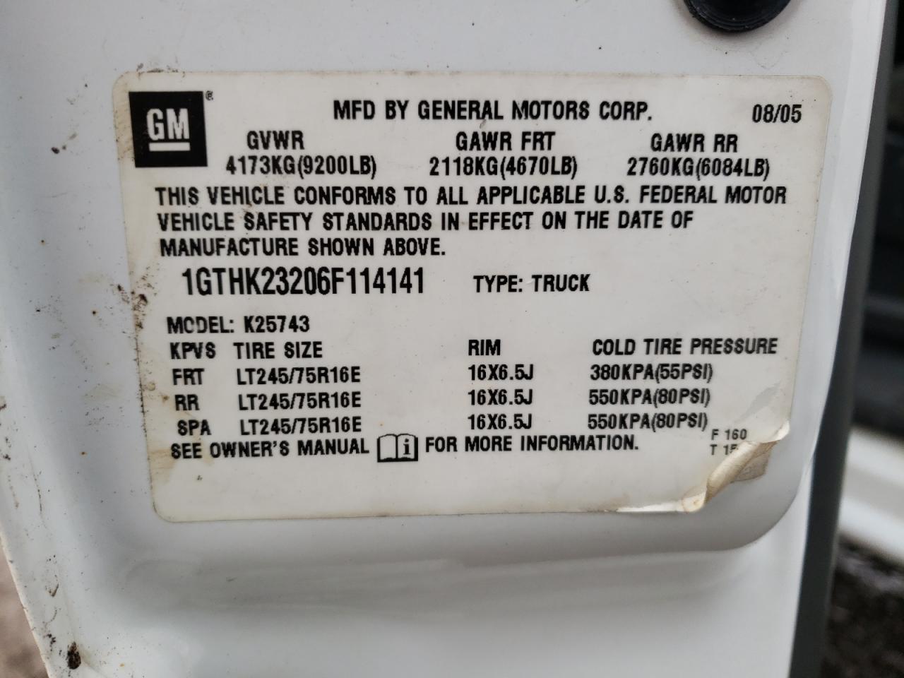 Photo 10 from auction – 2006 GMC SIERRA K25 with VIN 1GTHK23206F114141