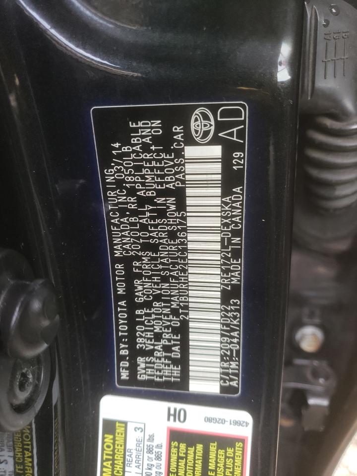 Photo 10 from auction – 2014 TOYOTA COROLLA L with VIN 2T1BURHE2EC136175