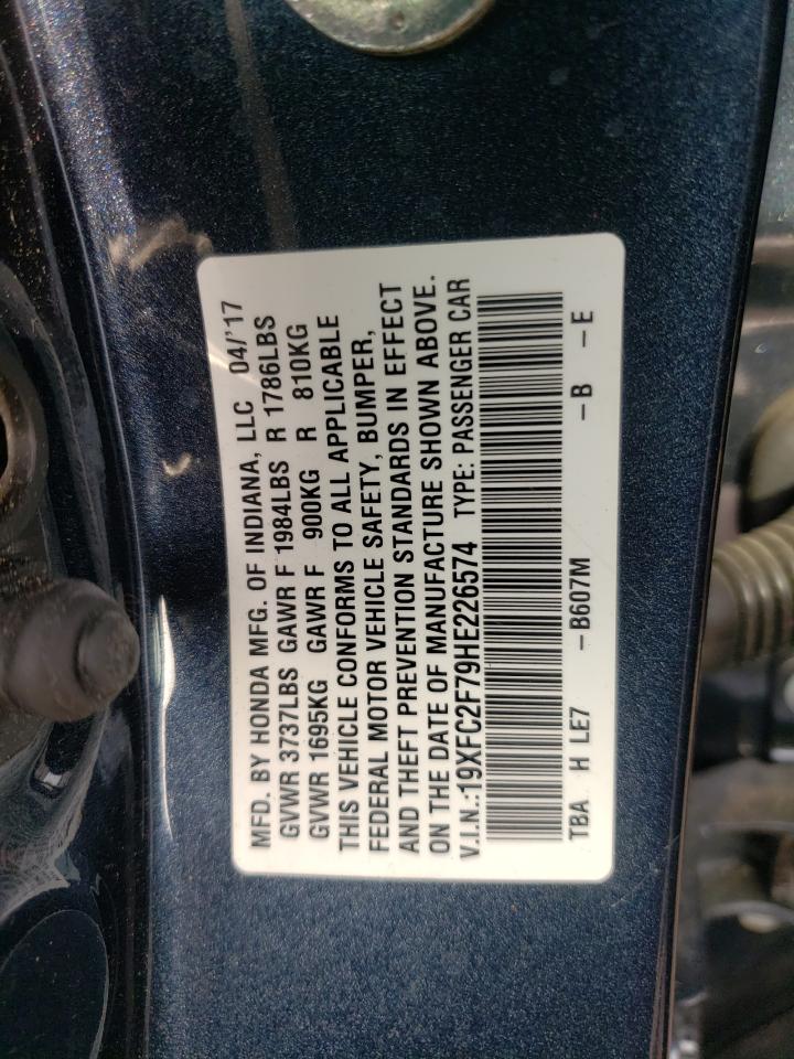 Photo 10 from auction – 2017 HONDA CIVIC EX with VIN 19XFC2F79HE226574
