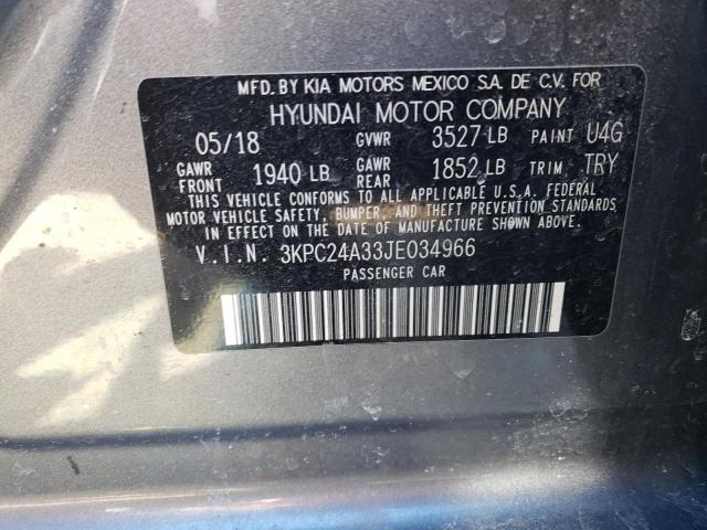 Photo 10 from auction – 2018 HYUNDAI ACCENT SE with VIN 3KPC24A33JE034966