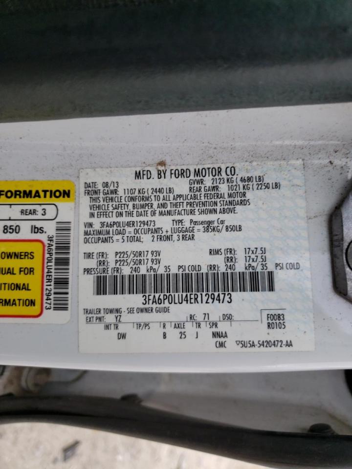 Photo 10 from auction – 2014 FORD FUSION SE with VIN 3FA6P0LU4ER129473