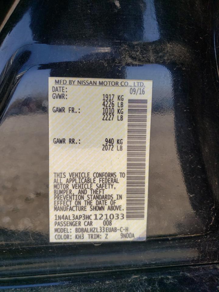 Photo 10 from auction – 2017 NISSAN ALTIMA 2.5 with VIN 1N4AL3AP3HC121033