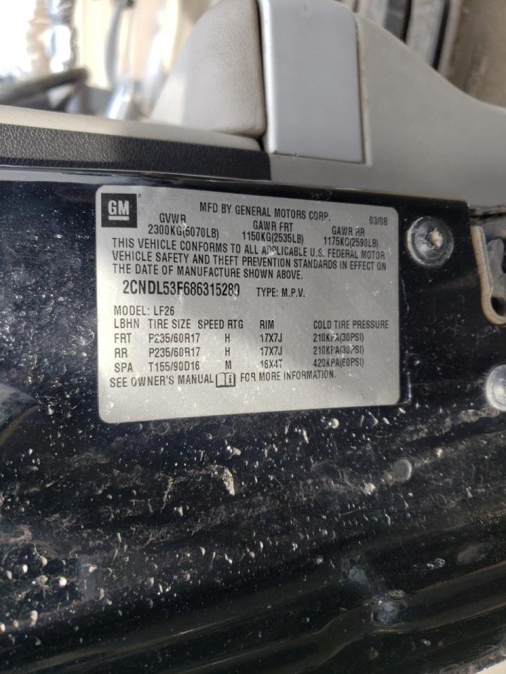 Photo 10 from auction – 2008 CHEVROLET EQUINOX LT with VIN 2CNDL53F686315289