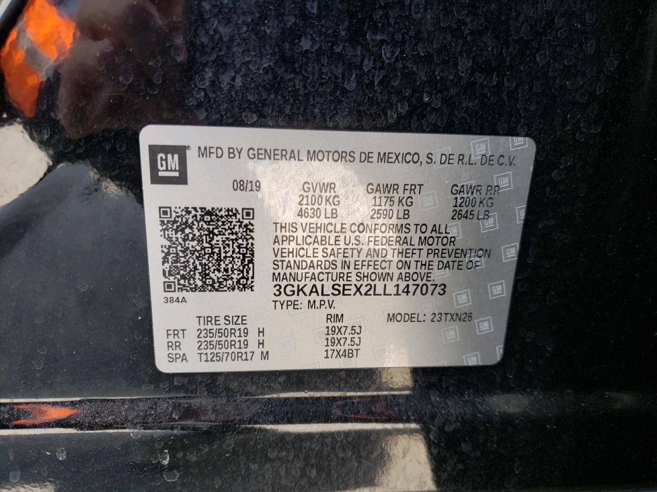 Photo 10 from auction – 2020 GMC TERRAIN DE with VIN 3GKALSEX2LL147073