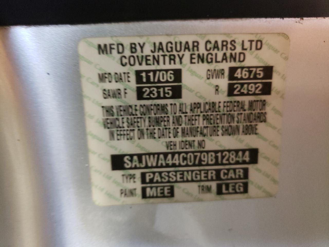 Photo 10 from auction – 2007 JAGUAR XKR with VIN SAJWA44C079B12844