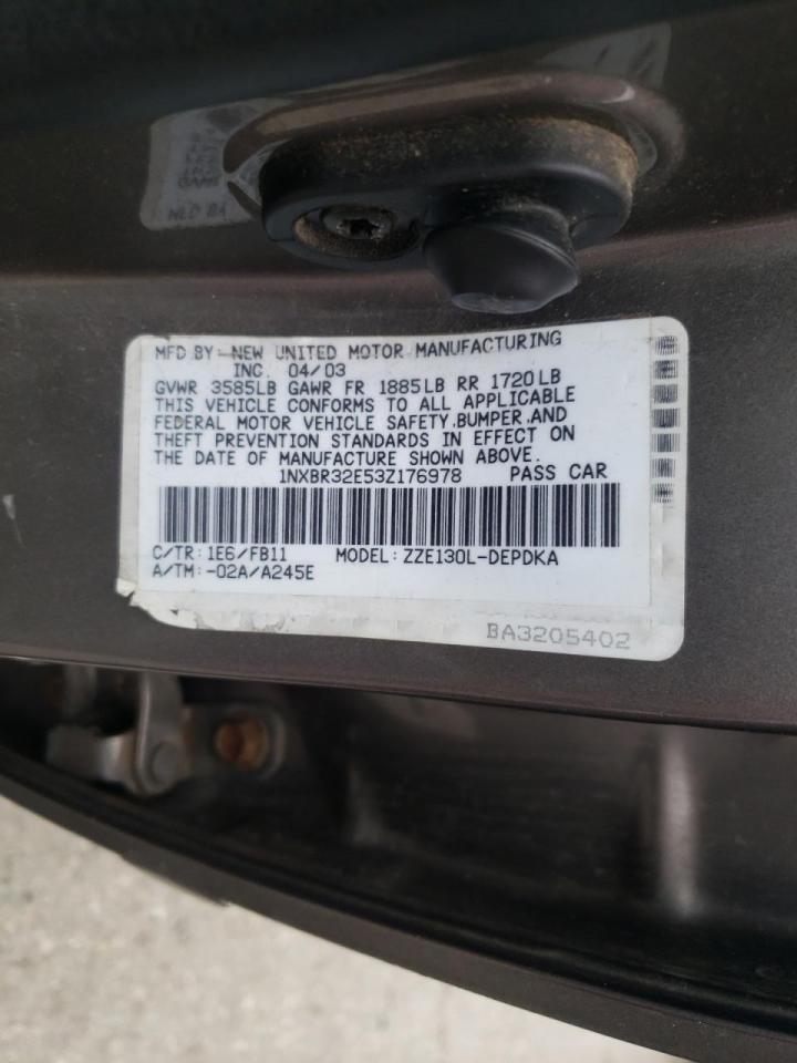 Photo 10 from auction – 2003 TOYOTA COROLLA CE with VIN 1NXBR32E53Z176978