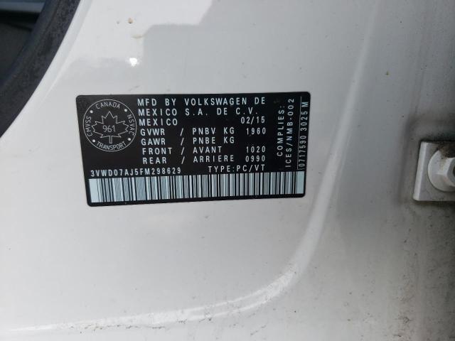 Photo 10 from auction – 2015 VOLKSWAGEN JETTA SE with VIN 3VWD07AJ5FM298629