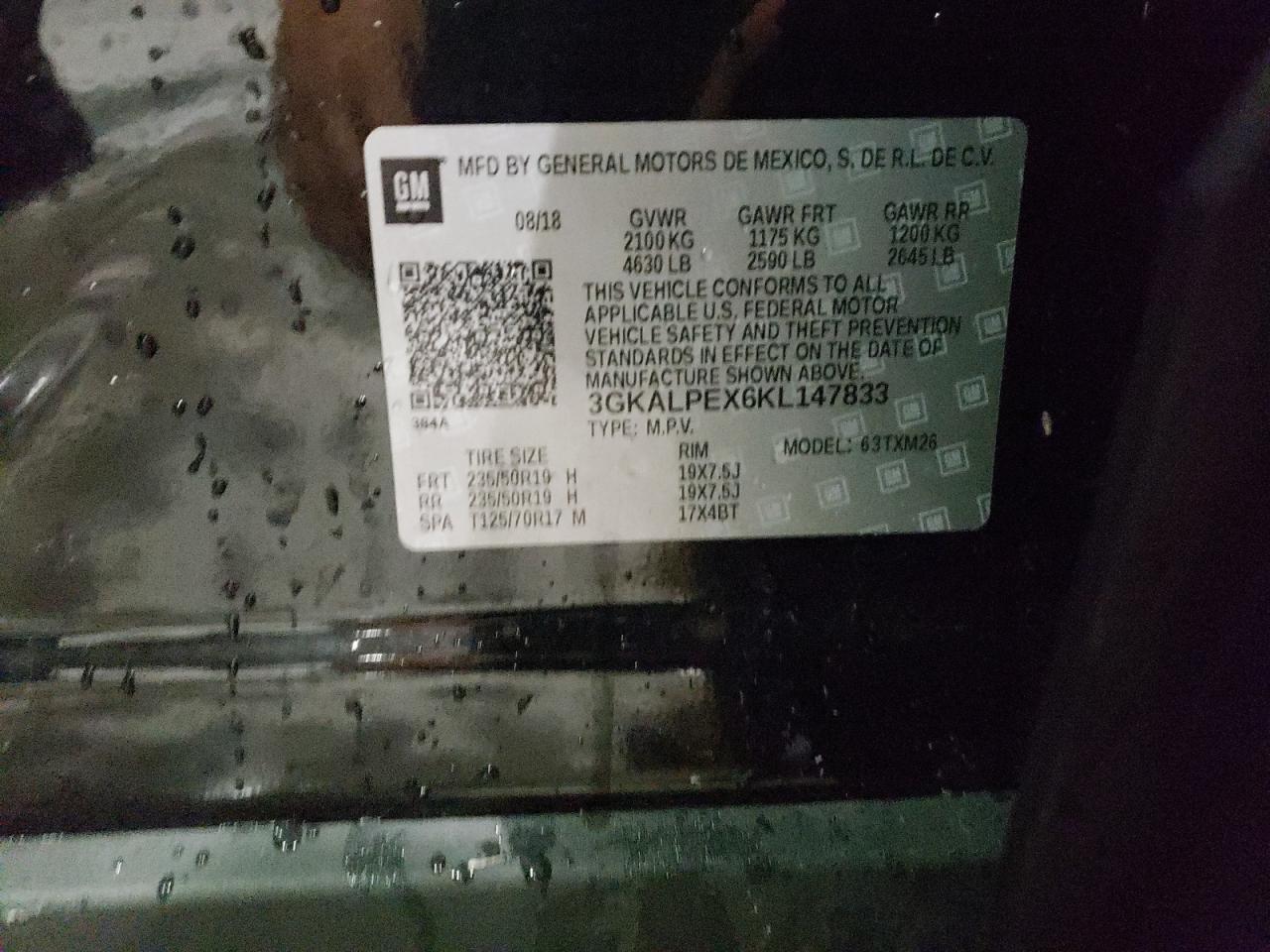 Photo 10 from auction – 2019 GMC TERRAIN SL with VIN 3GKALPEX6KL147833