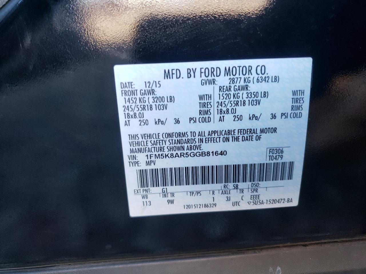 Photo 10 from auction – 2016 FORD EXPLORER P with VIN 1FM5K8AR5GGB81640