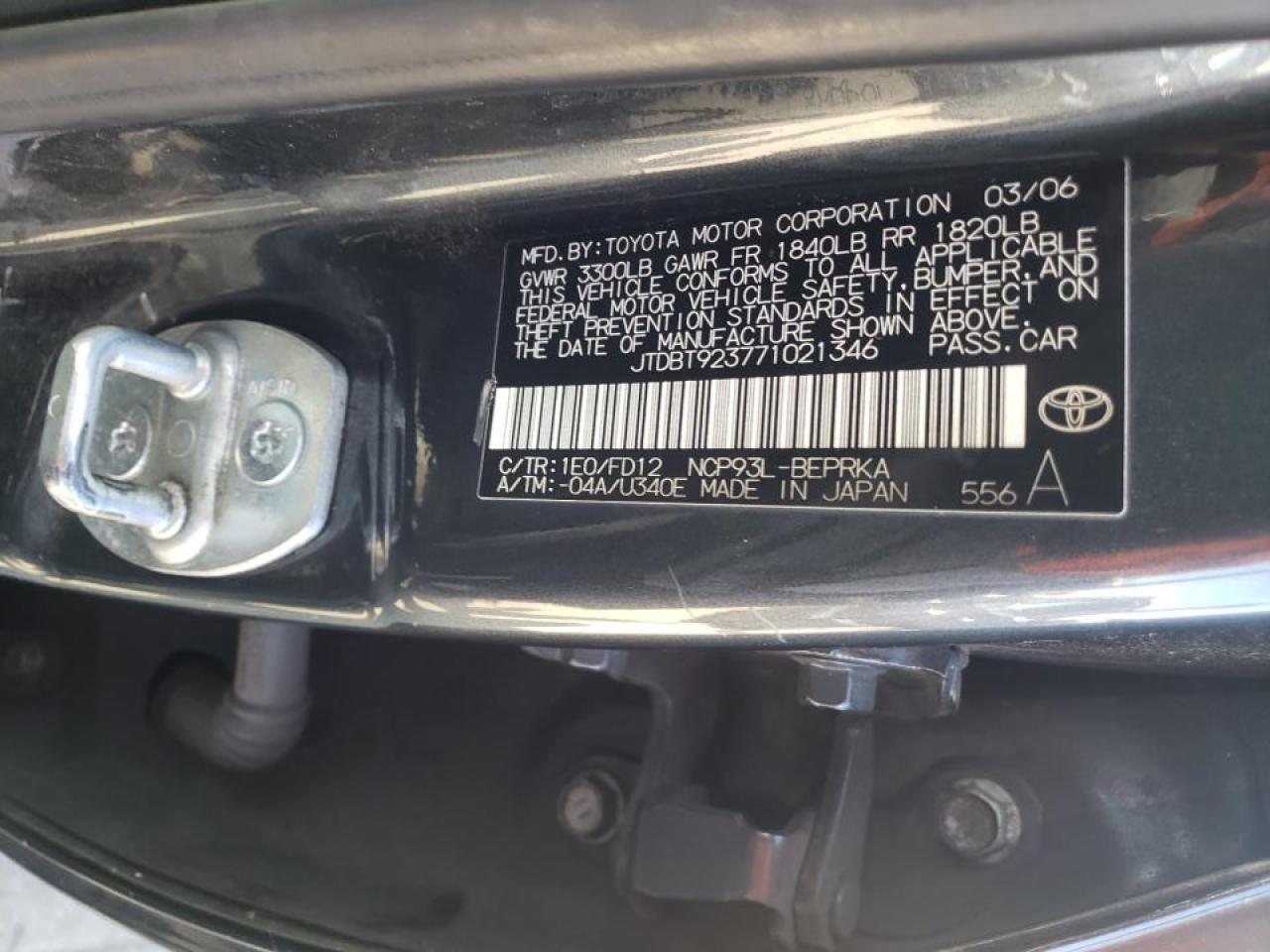 Photo 10 from auction – 2007 TOYOTA YARIS with VIN JTDBT923771021346