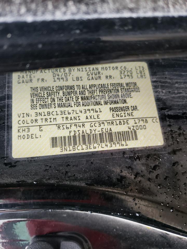 Photo 10 from auction – 2007 NISSAN VERSA S with VIN 3N1BC13E67L439961