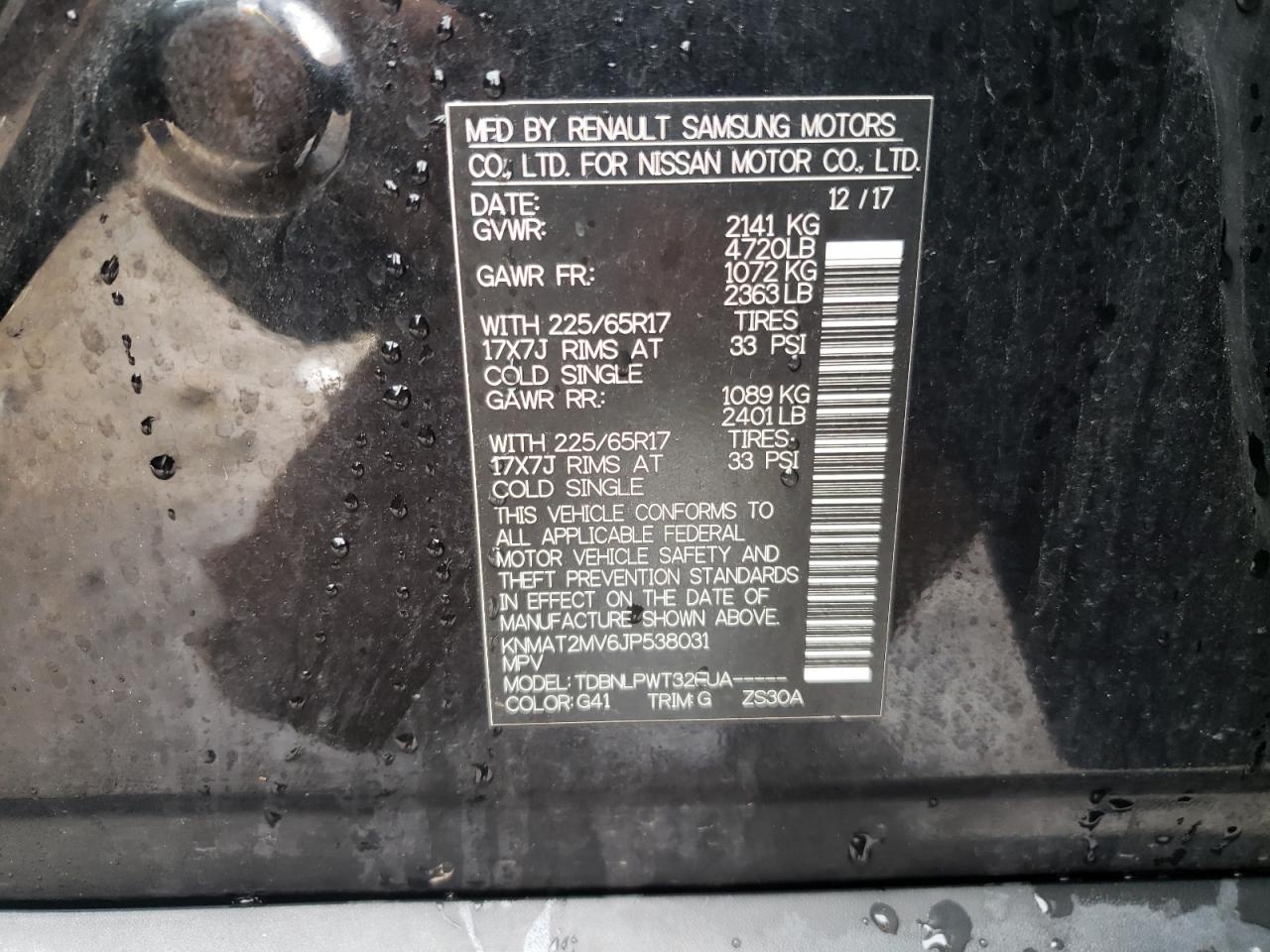 Photo 10 from auction – 2018 NISSAN ROGUE S with VIN KNMAT2MV6JP538031