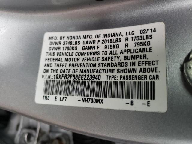 Photo 10 from auction – 2014 HONDA CIVIC LX with VIN 19XFB2F58EE223940