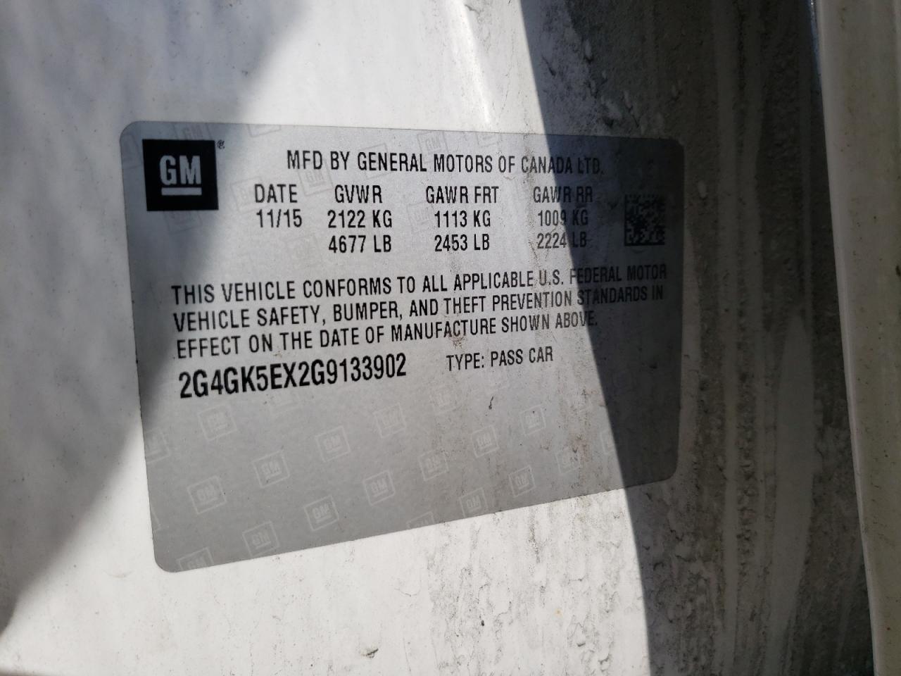 Photo 10 from auction – 2016 BUICK REGAL with VIN 2G4GK5EX2G9133902