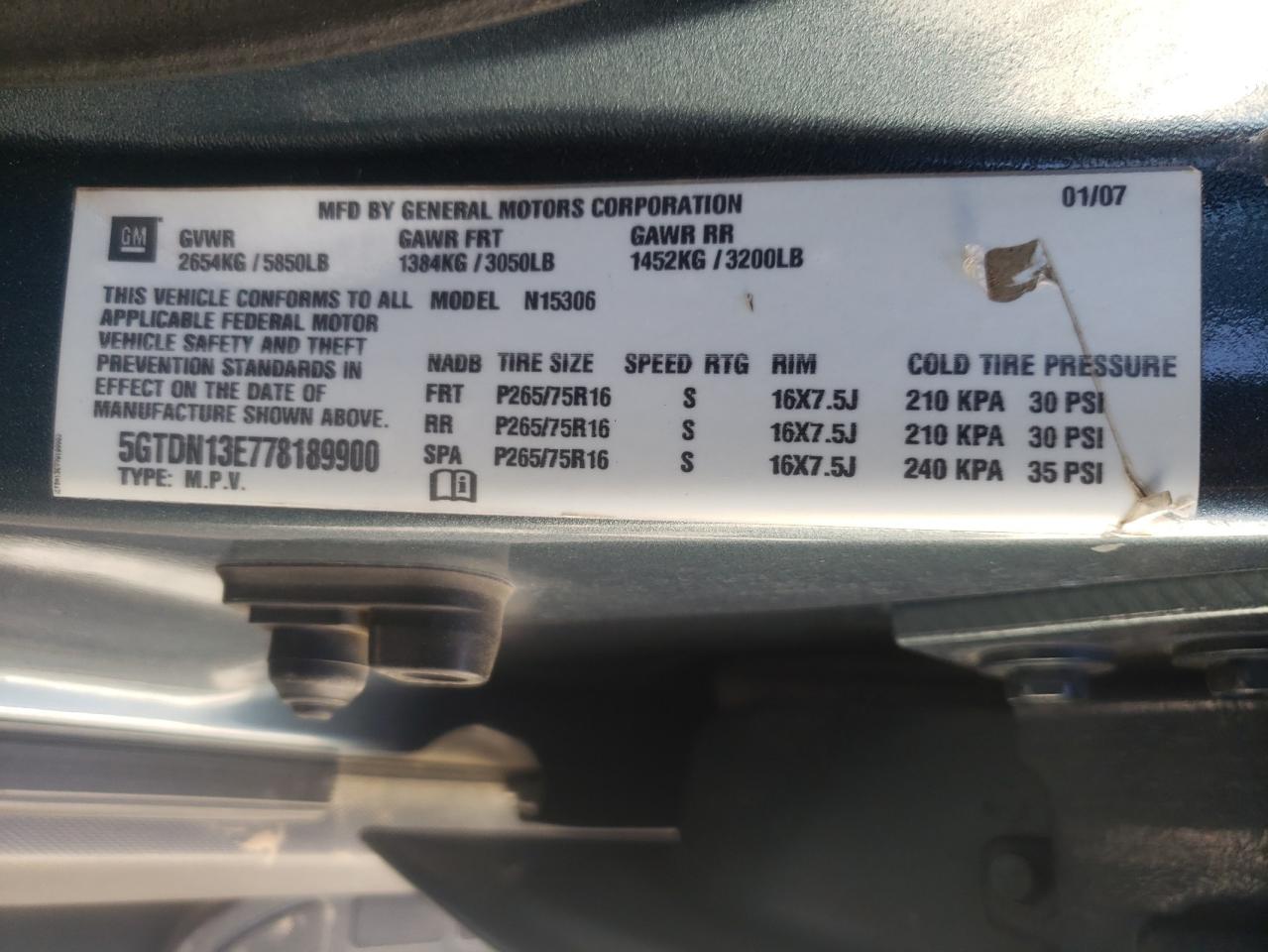 Photo 10 from auction – 2007 HUMMER H3 with VIN 5GTDN13E778189900