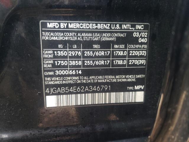 Photo 10 from auction – 2002 MERCEDES-BENZ ML 320 with VIN 4JGAB54E62A346791