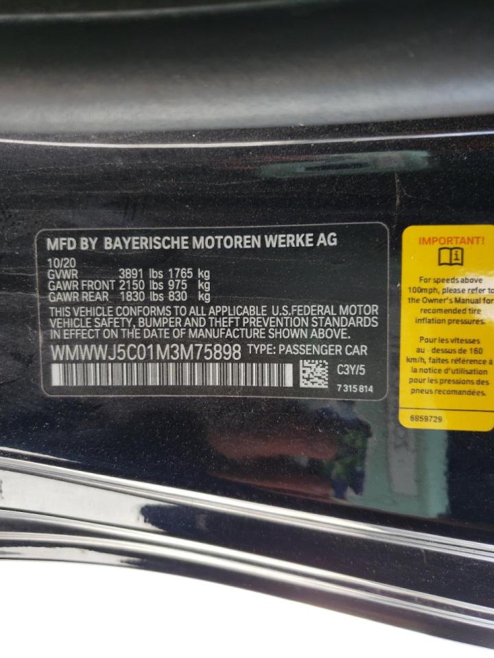 Photo 10 from auction – 2021 MINI COOPER S with VIN WMWWJ5C01M3M75898