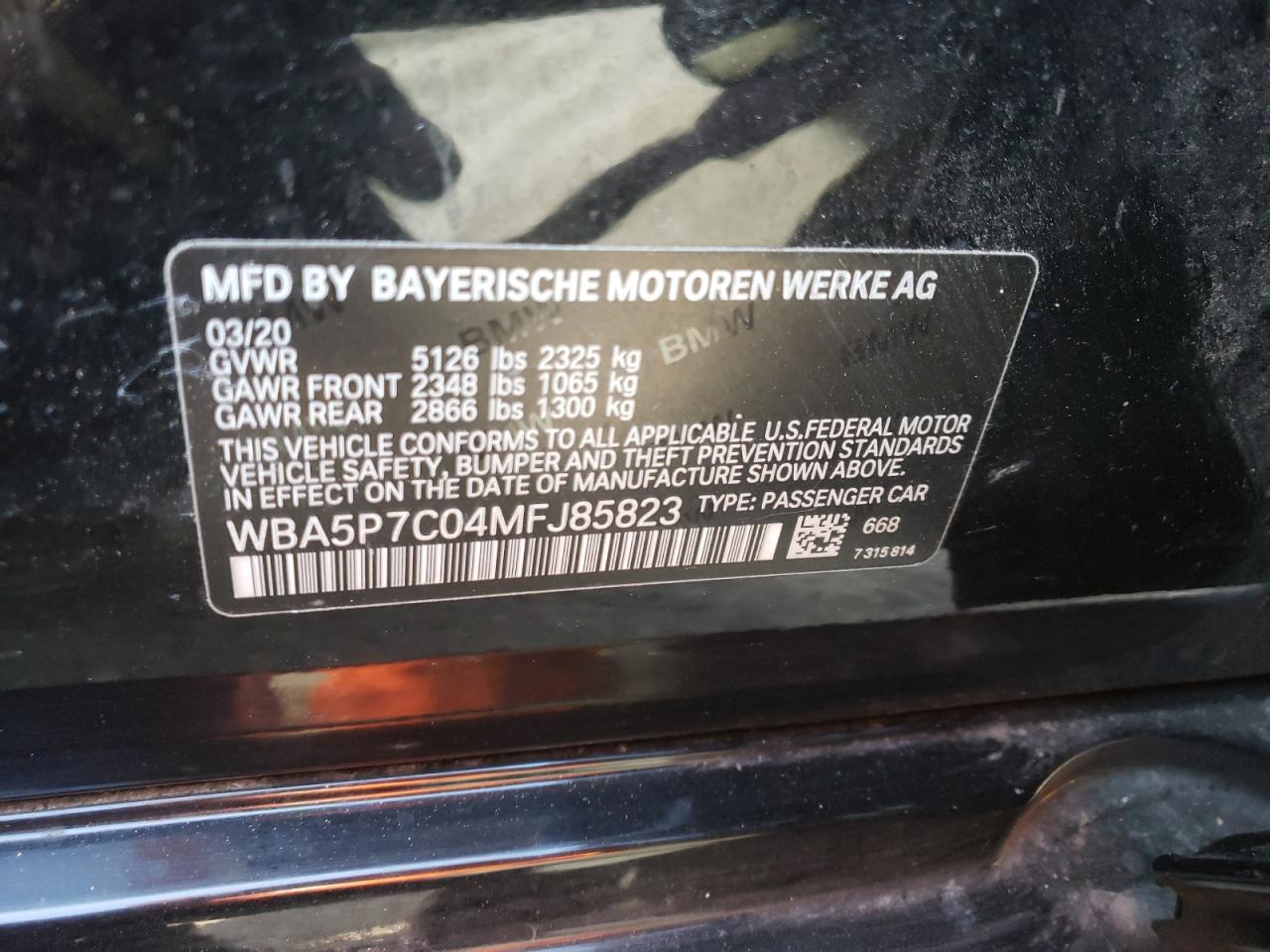 Photo 10 from auction – 2021 BMW 330E with VIN WBA5P7C04MFJ85823