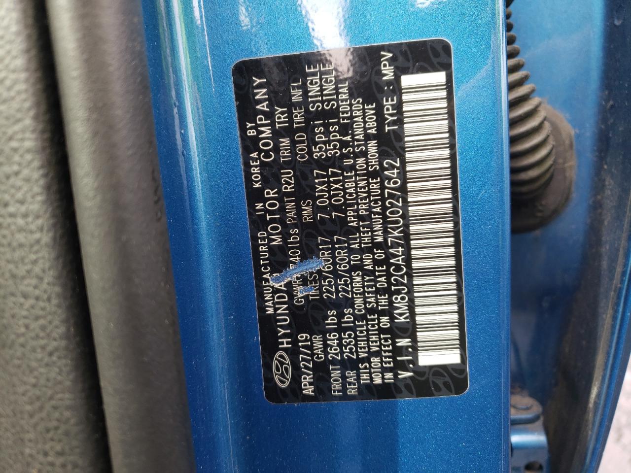 Photo 10 from auction – 2019 HYUNDAI TUCSON SE with VIN KM8J2CA47KU027642