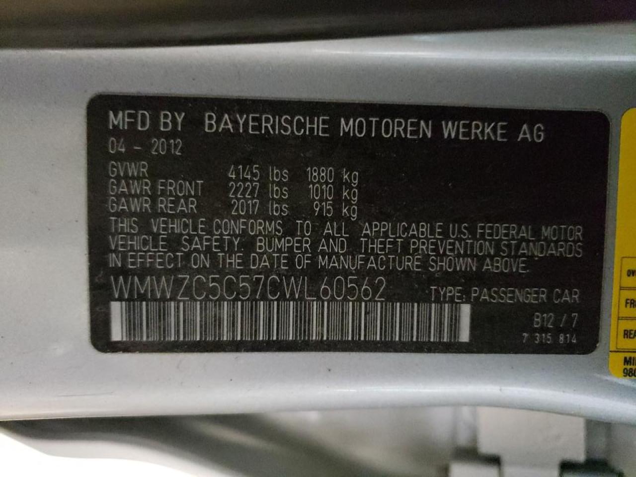 Photo 10 from auction – 2012 MINI COOPER S C with VIN WMWZC5C57CWL60562