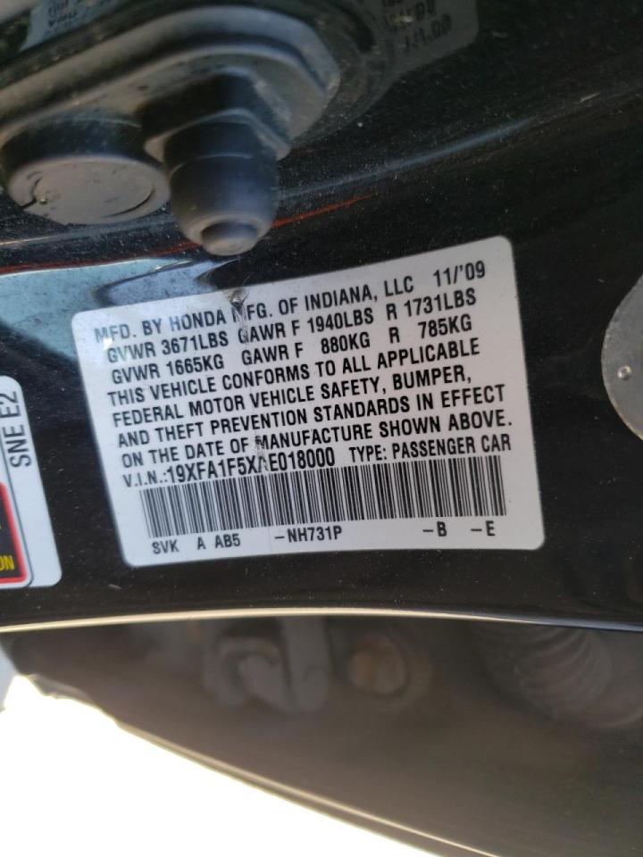Photo 10 from auction – 2010 HONDA CIVIC LX with VIN 19XFA1F5XAE018000