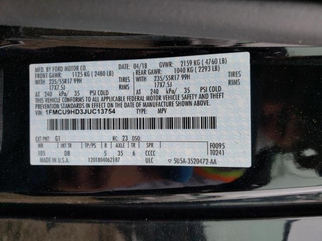Photo 10 from auction – 2018 FORD ESCAPE SEL with VIN 1FMCU9HD3JUC13754